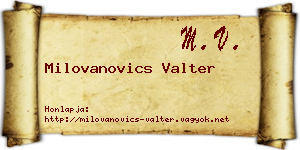 Milovanovics Valter névjegykártya